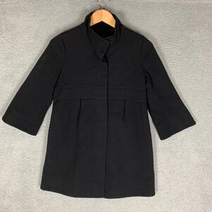 Theory Loris Craze Manning Coat Womens Small S Black Stretch Overcoat Jacket EUC